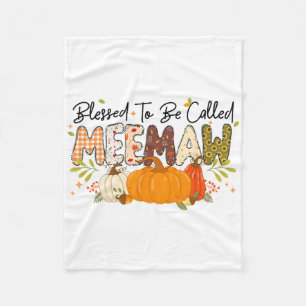Blessed Meemaw Pumpkin Fall Autumn Thanksgiving Mo Fleece Blanket