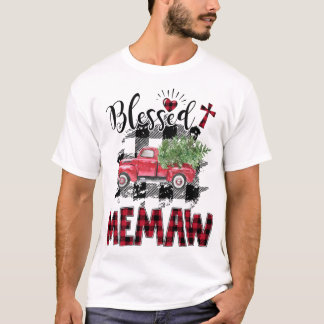 Blessed Memaw Red-plaid Christmas T-Shirt