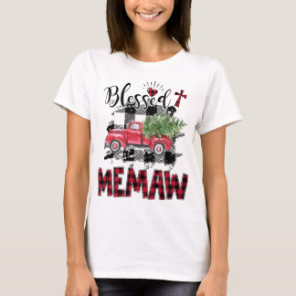 Blessed Memaw Red-plaid Christmas T-Shirt