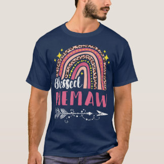 Blessed MemawPink Rainbow Leopard Mom Mothers Day  T-Shirt