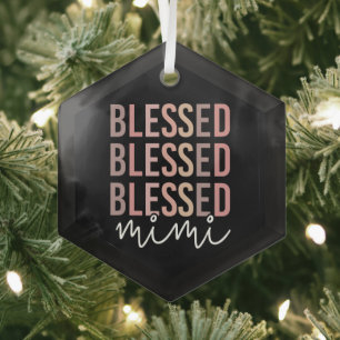 Blessed Mimi   Gifts for Mimi Grandma  Glass Ornament