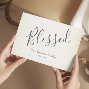 Blessed Minimalist Personalized Typography Note Card