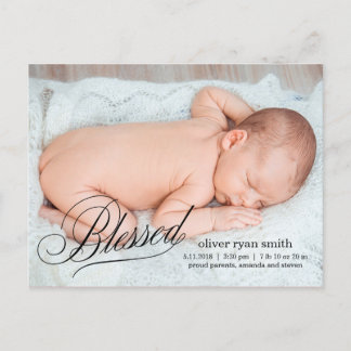 BLESSED Modern Birth Announcement