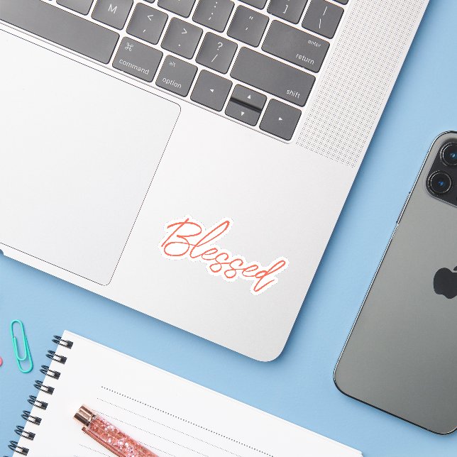 BLESSED Modern Typography Faith Orange Gratitude (Laptop w/ iPhone)
