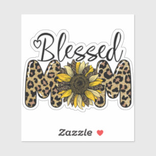 Blessed Mom Cute Cheetah Leopard Sunflower