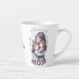 Blessed Mom, Cute Personalize Gift for Mother Latte Mug