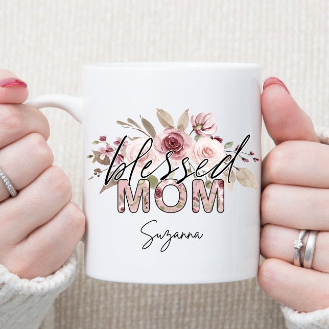 Blessed Mom Floral Mother's Day Coffee Mug (Creator Uploaded)