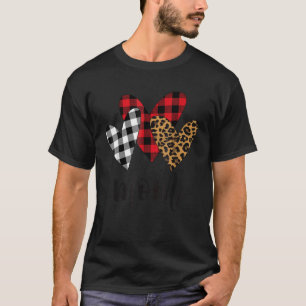 Blessed mom leopard mom Buffalo Plaid mom christma T-Shirt