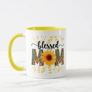 Blessed Mom sunflower two -tone  Mug