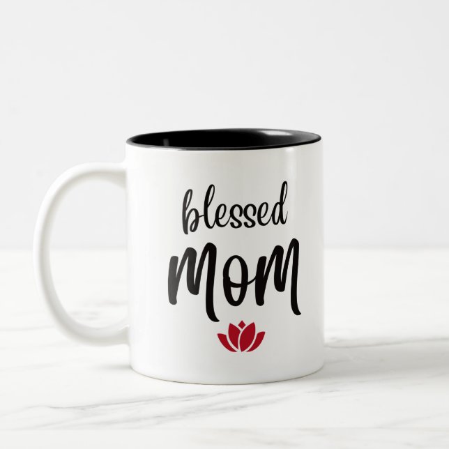 Blessed Mom Two-Tone Coffee Mug (Left)