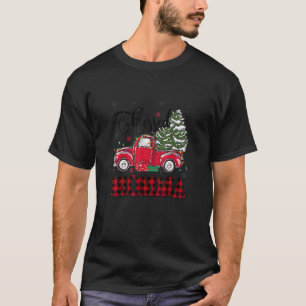 Blessed Momma Red Plaid Truck Tree Lights Christma T-Shirt