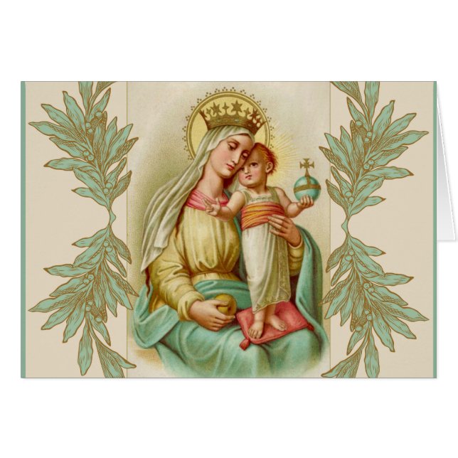 Blessed Mother holding the Child Jesus Globe (Front Horizontal)