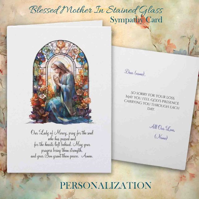 Blessed Mother In Stained Glass Sympathy Card (Creator Uploaded)