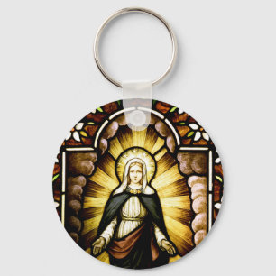 Blessed Mother Mary with a Circle of Stars Keychain