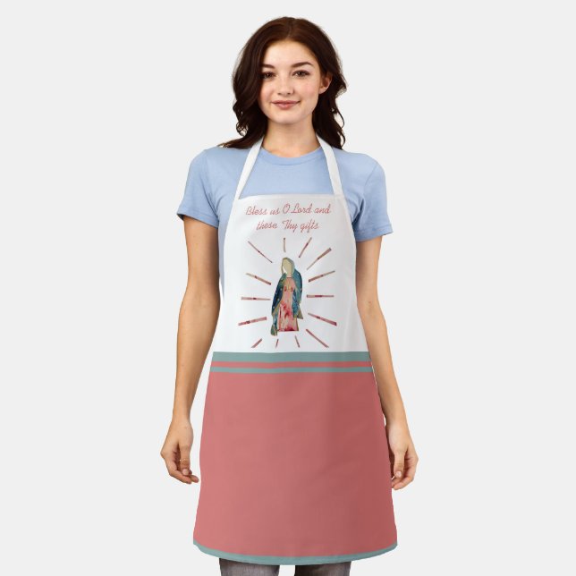 Blessed Mother Virgin Mary Catholic Meal Prayer Apron (Worn)