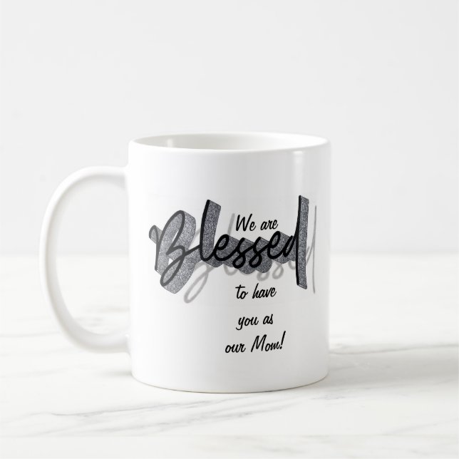 Blessed Mother's Day Black White Bible Verse Coffee Mug (Left)