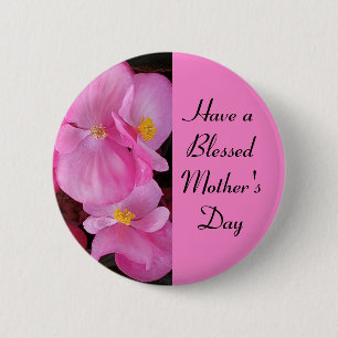 Blessed Mother's Day Pink Flowers Photo Simple 2 Inch Round Button