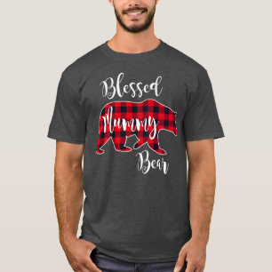 Blessed Mummy Bear Red Buffalo Check Plaid Mama Mo T-Shirt