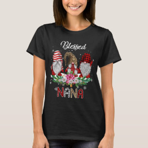 Blessed Nana Christmas Leopard Buffalo Plaid Gnome T-Shirt