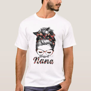 Blessed Nana Messy Bun Women Happy Easter, Mother' T-Shirt