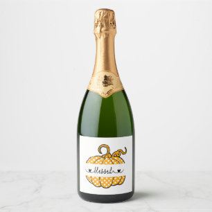 Blessed Nana Pumpkin Art Thanksgiving Halloween Sparkling Wine Label