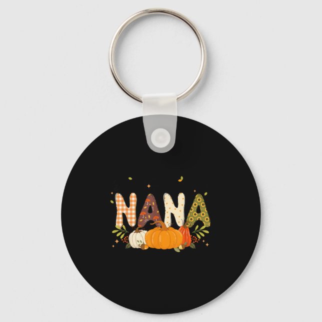 Blessed Nana Pumpkin Fall Autumn Thanksgiving Mom  Keychain (Front)