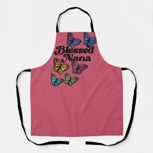 Blessed Nana Rainbow butterflies art Apron