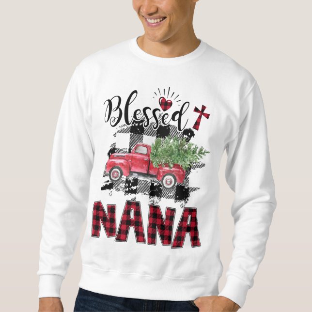 Blessed Nana Red-plaid Christmas Sweatshirt (Front)