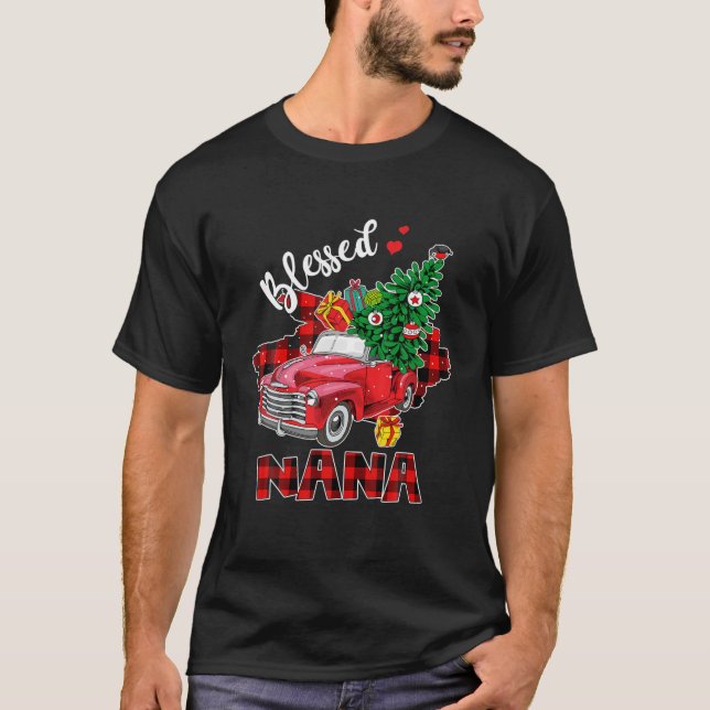 Blessed Nana Red Truck Xmas Tree Family Matching C T-Shirt (Front)