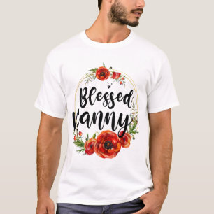 Blessed Nanny Floral Flower Mom Grandma Mothers Da T-Shirt