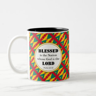 Blessed Nation GRENADA CARRIACOU Scripture Flag Two-Tone Coffee Mug