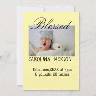 Blessed new born photo modern birth announcement