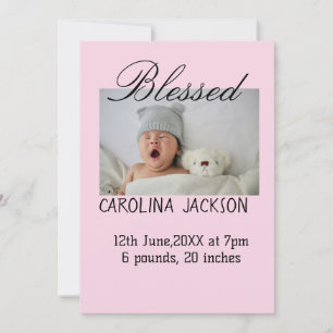 Blessed new born photo modern birth announcement 