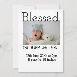 Blessed new born photo modern birth announcement
