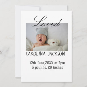 Blessed new born photo modern birth announcement 