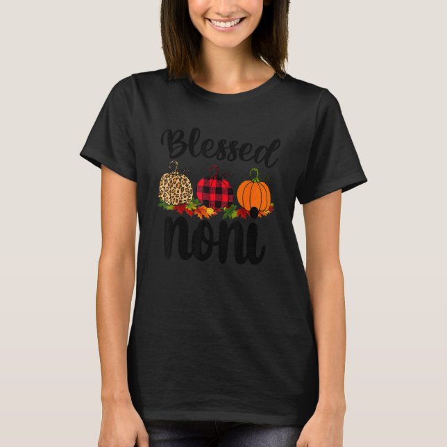 Blessed noni Pumpkin Leopard Thankful Grateful Wom T-Shirt (Front)