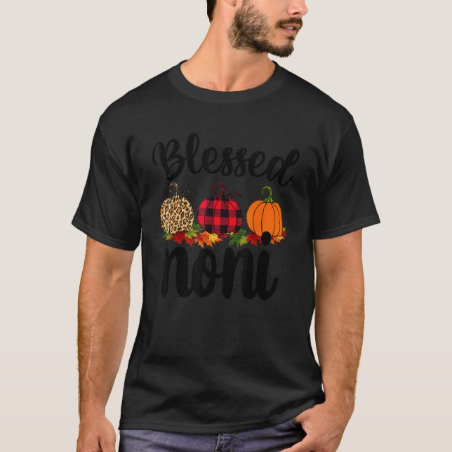 Blessed noni Pumpkin Leopard Thankful Grateful Wom T-Shirt (Front)