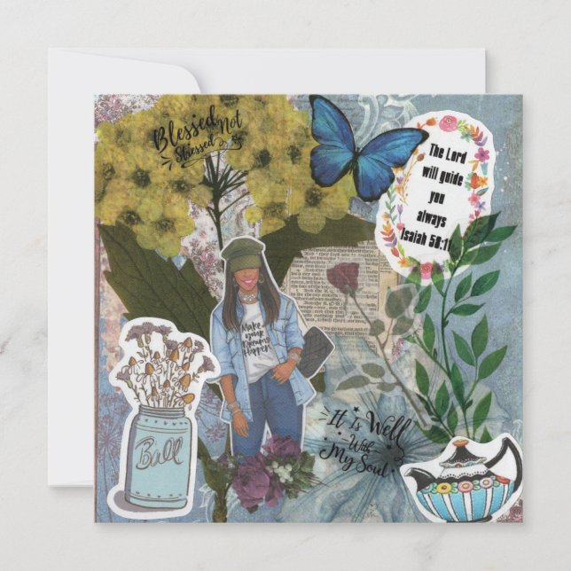 Blessed Not Stressed Flat Greeting Card (Front)