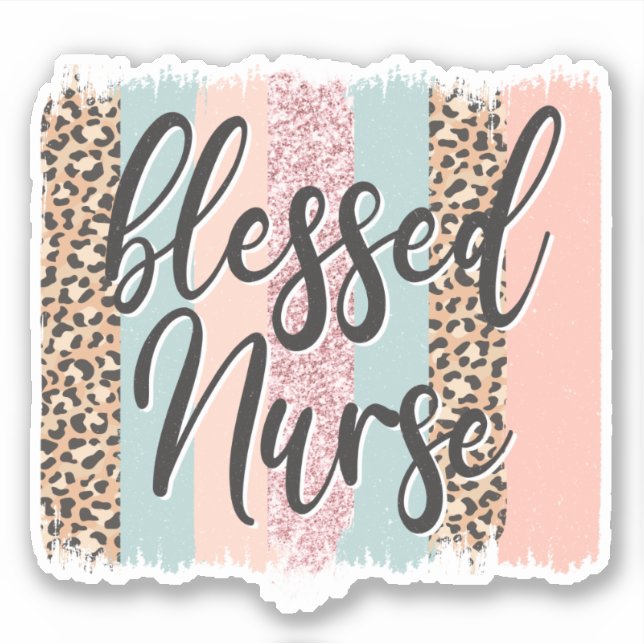 Blessed Nurse Leopard Skin Pink Blue (Front)