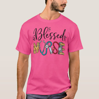 Blessed Nurse Pocket Nurse Fall Autumn Thanksgivin T-Shirt