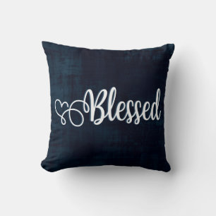 Blessed on Navy - Throw Pillow