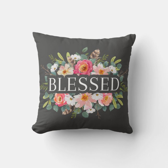 BLESSED - oreiller à jetons floraux (Recto)