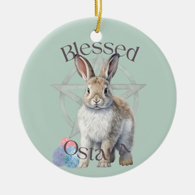 Blessed Ostara Ceramic Ornament (Front)