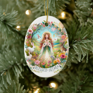 Blessed Ostara Tree Wiccan Pagan Spring Ceramic Ornament