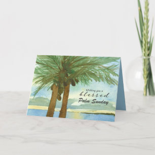 Blessed Palm Sunday Tropical Tree Hosanna Card