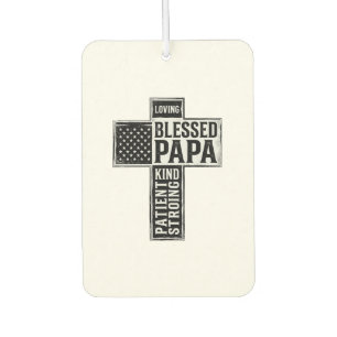 Blessed Papa Cross Christian Vintage Typography De Air Freshener