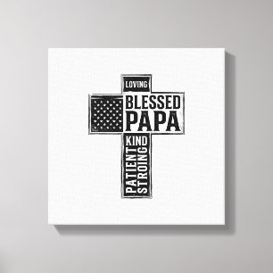 Blessed Papa Cross Christian Vintage Typography De Canvas Print