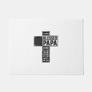 Blessed Papa Cross Christian Vintage Typography De Doormat
