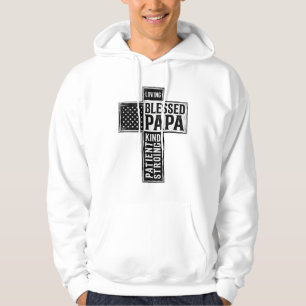Blessed Papa Cross Christian Vintage Typography De Hoodie