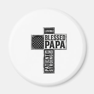 Blessed Papa Cross Christian Vintage Typography De Magnet